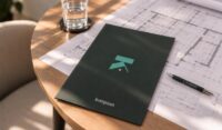 Kompaan op architectuurplannen